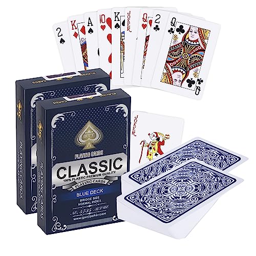 2X Plastik Spielkarten | Wasserfestes Kartenspiel | Professionelle Qualität | 100% wasserdichter Kunststoff Set | Luxus Design Mit klassischer Karte| 2X Blau 2X Plastik Spielkarten | Wasserfestes Kartenspiel | Professionelle Qualität | 100% wasserdichter Kunststoff Set | Luxus Design Mit klassischer Karte| 2X Blau von Generic