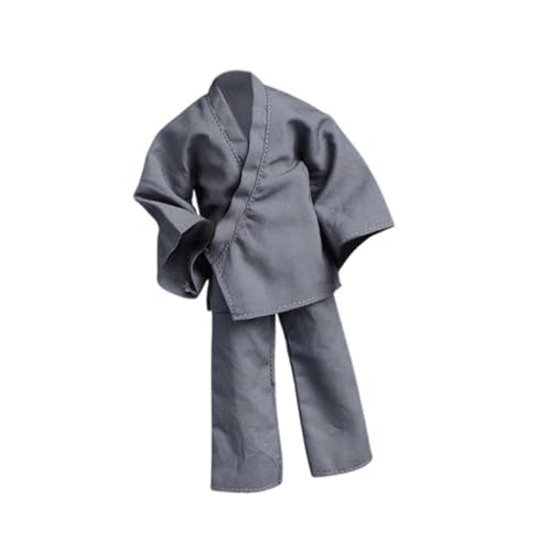 2X männliche Figurenkostüm 1:12 Kung Fu Training Anzug Outfit Casual Hosen und Jacke für 6 '' Zoll -Zahlen BJD DUVEN Kleid, Grau von HuadaXtai