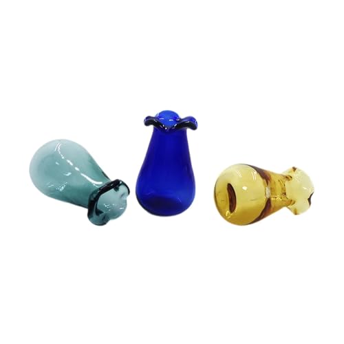 3 stück 1:12 Puppenhaus Miniatur Glas Vasen Pretend Spielen Requisiten Ornamente Desktop Statue Mini Vase für Puppenhaus Desktop, 1.6 cm X 2.6 cm von Generic