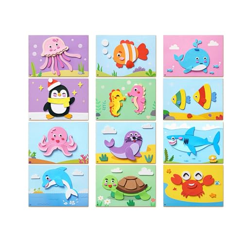 EVA Schaum Aufkleber Puzzle Spiel mit EVA-Schaum Aufkleber Lernspielzeug Cartoon Lernspielzeug Kunst Kit Mosaik Aufkleber für Kindergarten zum Befüllen von Generic