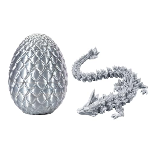 3D Gedruckter Drache, 3D Printed Dragon in Egg, Realistische Bewegliche Drachen Modell Figuren, Schlüpfender Drache im Ei, Flexibles Chinesischer Drache Figur (E) von Generic