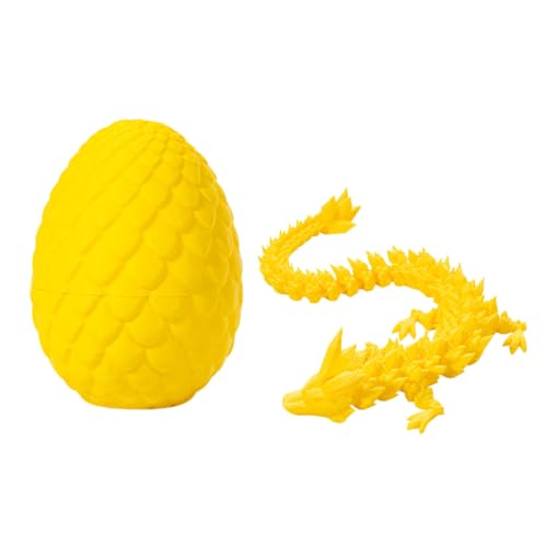 3D Gedruckter Drache, 3D Printed Dragon in Egg, Realistische Bewegliche Drachen Modell Figuren, Schlüpfender Drache im Ei, Flexibles Chinesischer Drache Figur (M) von Generic