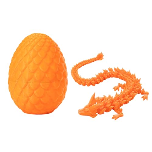 3D Gedruckter Drache, 3D Printed Dragon in Egg, Realistische Bewegliche Drachen Modell Figuren, Schlüpfender Drache im Ei, Flexibles Chinesischer Drache Figur (O) von Generic