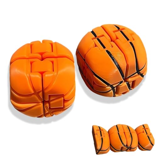 3D-Gedruckter Zappelwürfel Basketball, Stresswürfel Basketball, kreativer Würfel-Basketballspielzeug, Stress und Angst entspannend, unendlich Flip Magic Cube Basketball, kleine Geschenke (A+B) von Generic