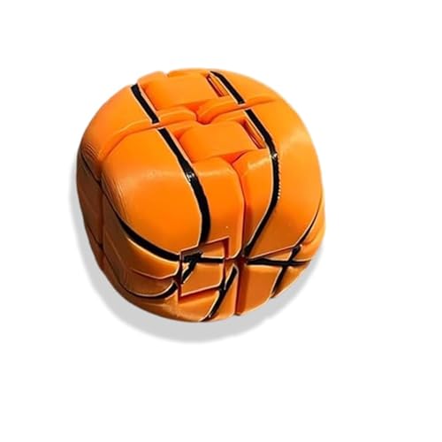 3D-Gedruckter Zappelwürfel Basketball, Stresswürfel Basketball, kreativer Würfel-Basketballspielzeug, Stress und Angst entspannend, unendlich Flip Magic Cube Basketball (with Black line) von Generic