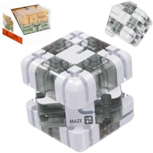 3D Maze Puzzle Cube Brain Teaser Game,Large Labyrinth Ball Magic Cube,Dual-Use Spatial Logic Thinking Training Toy,Improve Spatial Recognition and Cultivate Logical Thinking (Gray White) von Generic