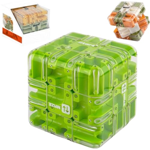 3D Maze Puzzle Cube Brain Teaser Game,Large Labyrinth Ball Magic Cube,Dual-Use Spatial Logic Thinking Training Toy,Improve Spatial Recognition and Cultivate Logical Thinking (Green) von Generic