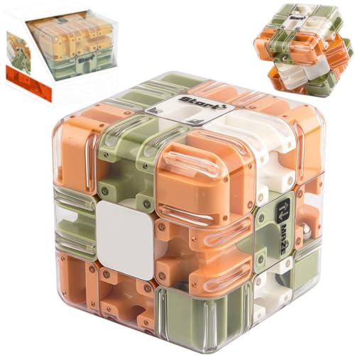 3D Maze Puzzle Cube Brain Teaser Game,Large Labyrinth Ball Magic Cube,Dual-Use Spatial Logic Thinking Training Toy,Improve Spatial Recognition and Cultivate Logical Thinking (Green Orange) von Generic