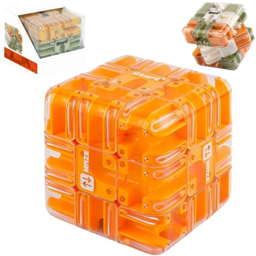 3D Maze Puzzle Cube Brain Teaser Game,Large Labyrinth Ball Magic Cube,Dual-Use Spatial Logic Thinking Training Toy,Improve Spatial Recognition and Cultivate Logical Thinking (Orange) von Generic