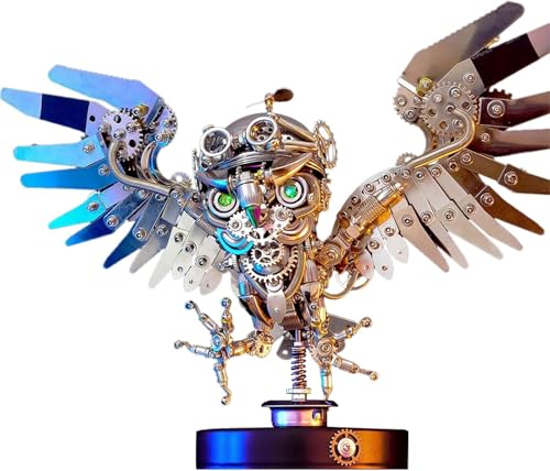 3D Metall Puzzle für Erwachsene, DIY Montage Kit zum Bauen, Eule Modell Kit 700 + PCS LED Mechanisches Steampunk Tiermodell für Teenager, DIY Dekoration Sammlung Kunst Kreative Geschenke von Generic