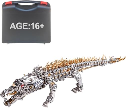 3D-Metallpuzzles für Erwachsene, Krokodil-Metallmodellbausatz, große Tierfiguren, 3D-Metall-Puzzle-Bausätze, Hobbys für Erwachsene, Männer, Frauen, Steampunk-Dekor-Geschenk (1500 + Stück) von Generic