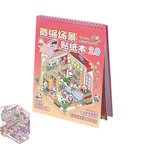 3D Miniatur-Szene -Aufkleber, Raumaufkleber, 3d Fun House Aufkleber Cute Cartoon Home Scene Decals Buch für Erwachsene Kinder Relief Stress von Generic
