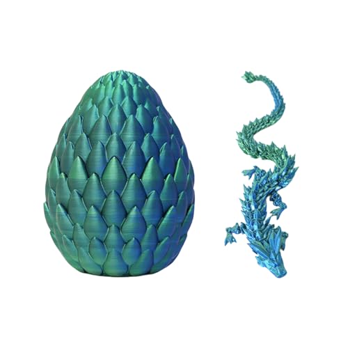 3D Printed Dragon Egg, 3D Gedruckter Drache Bewegliches Gelenkscharnier, Realistische, Drachen Modell Figuren, Coole Drachen Figuren, Drachen Ornament, für Autos Büros Wohnzimmer (Blau Grün) von Generic