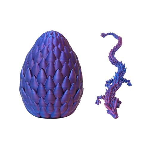 3D Printed Dragon Egg, 3D Gedruckter Drache Bewegliches Gelenkscharnier, Realistische, Drachen Modell Figuren, Coole Drachen Figuren, Drachen Ornament, für Autos Büros Wohnzimmer (Lila) von Generic