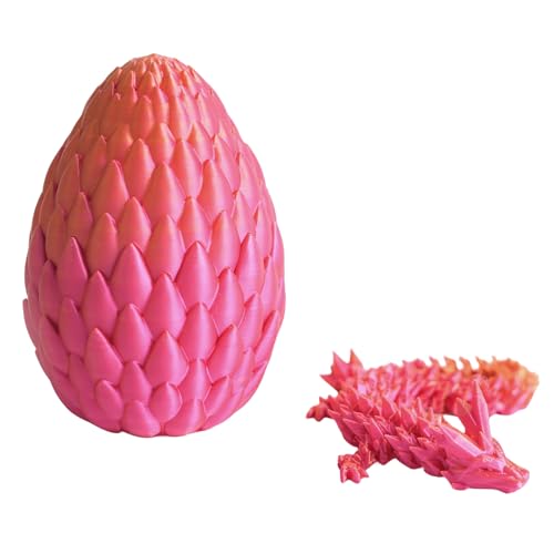 3D Printed Dragon Egg, 3D Gedruckter Drache Bewegliches Gelenkscharnier, Realistische, Drachen Modell Figuren, Coole Drachen Figuren, Drachen Ornament, für Autos Büros Wohnzimmer (Rosa) von Generic