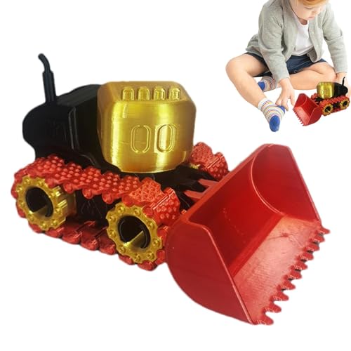 3D-gedrucktes Bulldozer-Spielzeug, BAU-LKW-Spielzeug - Bewegliches Bulldozer-Fahrzeugspielzeug, 3D-gedrucktes Ornament - Sammelfiguren in Frontlader-LKW-Form für Wohnzimmer, Kindergarten, von Generic