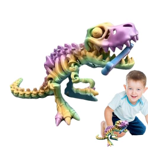 3D-gedrucktes Drachen-Tyrannosaurus-Skelett, 3D-Druck bewegliche Figur, Flexible Gelenke, Dinosaurier-Zappelspielzeug, für Erwachsene, Stressabbau, Autismus, ADHS, Geburtstagsgeschenke von Generic