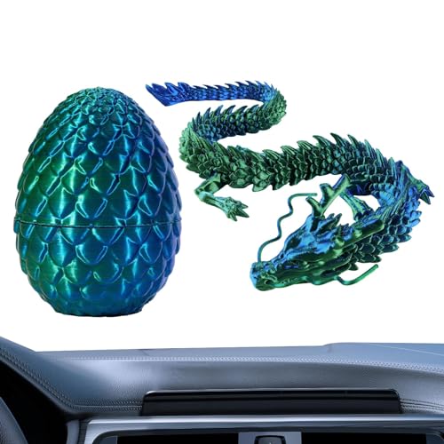 3D-gedrucktes Drachenei, niedliches Flexibles 3D-gedrucktes Drachenei mit Drachen,Drachenei mit Drache bewegliches Dekor, Kristallfigur, Eier, Geschenk für Heim- und Autodekoration von Generic