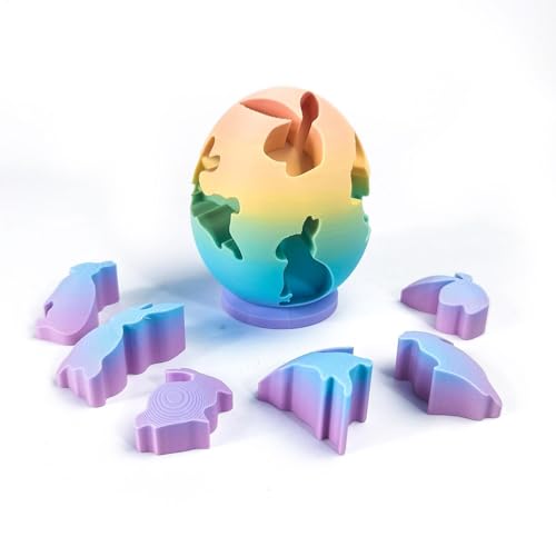 3D-gedrucktes Ei, kleine Osterkorbfüllungen, lustige Hasen-Puzzle-Bausteine, Weihnachtsdekoration von Generic