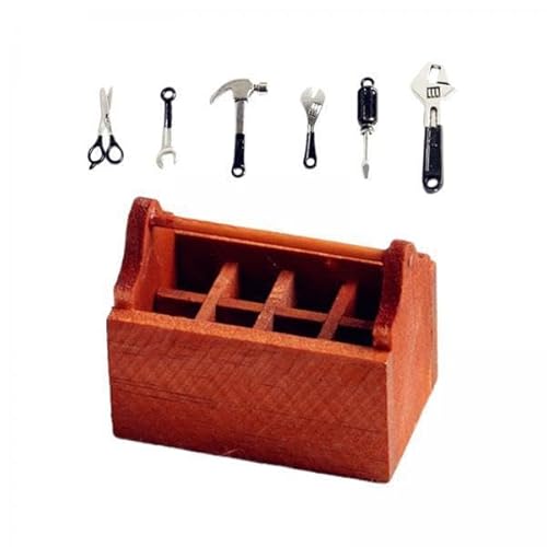 3X 1/12 Holz Werkzeugkoffer, Mini Garten DIY Werkzeugkoffer, Miniatur Möbel, Vorgetäuschtes Spielzeug für DIY Landschaft von Generic