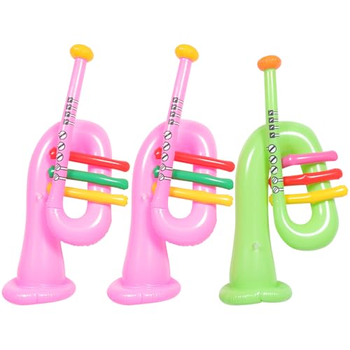 3stücke Teiliges Aufblasbares Musikinstrument Aufblasbare Trompete Horn Spielzeug Für Junge Mädchen Und Erwachsene Requisiten Für Partys Und Festlichkeiten PVC Material Einfache Lagerung von Generic