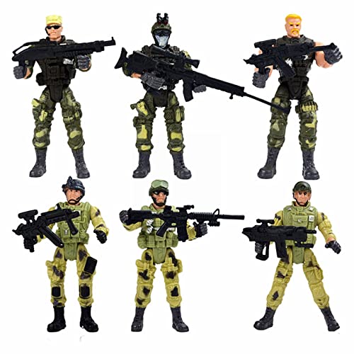 # 4 Special Force SWAT Soldaten Actionfiguren mit & Zubehör 6 Figuren pro Packung (Black, One Size) von Generic