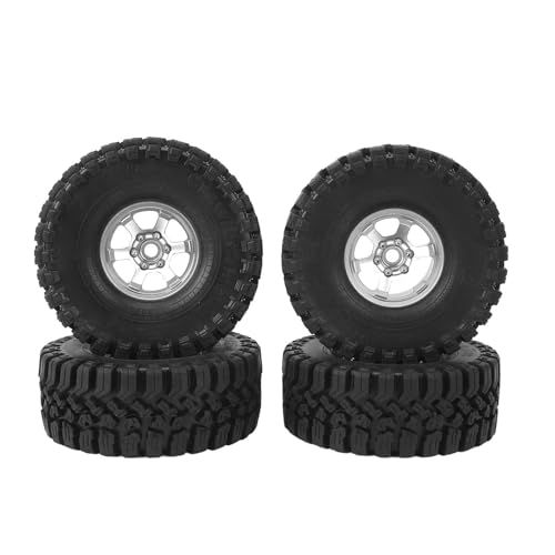 4 Stück RC Crawler Reifen, 1,9 Zoll RC Reifen Gummireifen mit Felge für 1/10 Autos, Bieten Hervorragenden Grip, für SCX10, RBX10 Crawler (Silver) von Generic