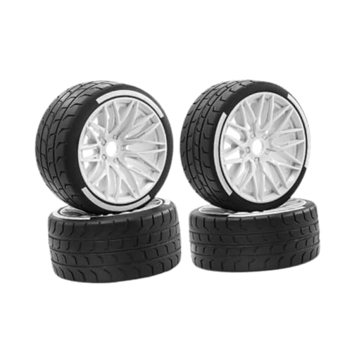 4 Teile 1: 7 Skala RC Car Tire RC Ersatzteile Modifikation Hoch Performance Set auf Dem Straßenreifen für RC Hobby Car Crawler, Weiß von Generic