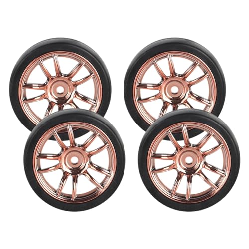 4-teiliger RC-Reifenersatz, Felgen- und Reifensatz mit 31 mm Durchmesser für 1:18 RC On Road Truck-Zubehör, Gold von Generic