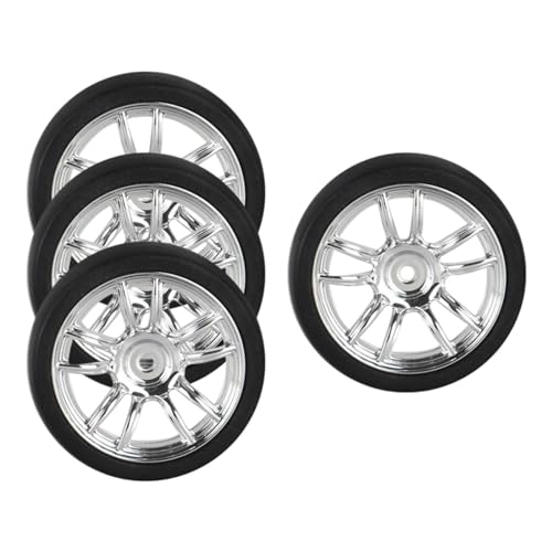 4-teiliger RC-Reifenersatz, Felgen- und Reifensatz mit 31 mm Durchmesser für 1:18 RC On Road Truck-Zubehör, Silber 4-teiliger RC-Reifenersatz, Felgen- und Reifensatz mit 31 mm Durchmesser für 1:18 RC On Road Truck-Zubehör, Silber von Generic
