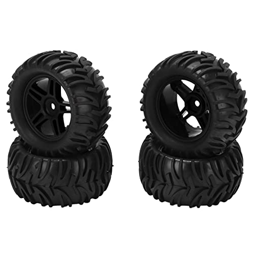4-teiliges RC-Gummireifen-Set, 82 Mm Gummireifen Vorne und Hinten und 5-Speichen-Felgen für Wltoys 144001 1/14 RC-Geländewagen (Black) von Generic