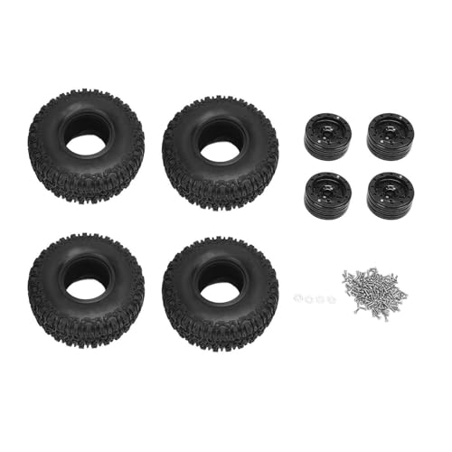 4-teiliges RC-Radreifen-Set, Stilvolles RC-Crawler-Radreifen-Set aus Kunststoff und Aluminiumlegierung, RC-Crawler-Radnabe für RC-Car (Black) von Generic
