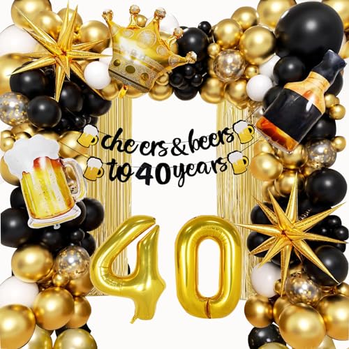 148 Stück 40. Geburtstag Deko Ballon-Set, 10 in 1 Schwarz & Gold Luftballons / Folienballons / Banner / Folienvorhänge/ Ballon Zubehör. Geeignet für 40. Geburtstag Jungen Mädchen 148 Stück 40. Geburtstag Deko Ballon-Set, 10 in 1 Schwarz & Gold Luftballons / Folienballons / Banner / Folienvorhänge/ Ballon Zubehör. Geeignet für 40. Geburtstag Jungen Mädchen von Generic