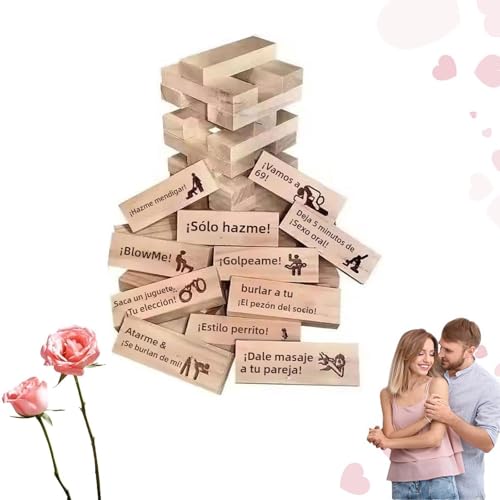 48 Stück Tower Stack Game, Lust Tower Paare Spiele, Valentine Tumbling Tower Stapelblöcke Spiel, Holz Frech Spaß Stapelblöcke für Erwachsene, Paare Date Night Spiele, Spanisch 48 Stück Tower Stack Game, Lust Tower Paare Spiele, Valentine Tumbling Tower Stapelblöcke Spiel, Holz Frech Spaß Stapelblöcke für Erwachsene, Paare Date Night Spiele, Spanisch von Generic