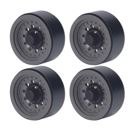 4PCS RC Beadlock-, Felgenset aus Aluminiumlegierung für 1/10 RC-Autos, Off-Road-Rock-Crawling, Kompatibel mit Axial SCX10 I II III (Gray) von Generic