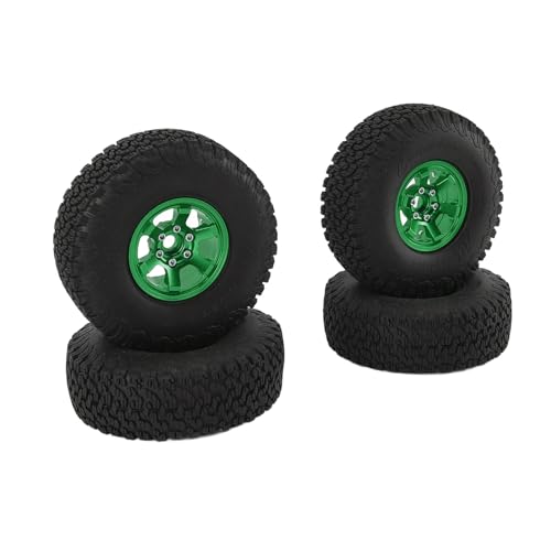 4PCS RC Crawler-Radreifen, 1,9-Zoll-RC-Crawler-Radreifen aus Aluminiumlegierungsgummi, Starke Dämpfung für SCX10 RBX10 1/10 Crawler (Green) von Generic