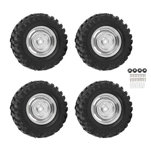 4PCS RC Crawler Reifen, 1,9 Zoll Gummi Universal RC Reifen mit Kunststofffelge für Axial 1/10 Ferngesteuerte Autos (Silver) von Generic