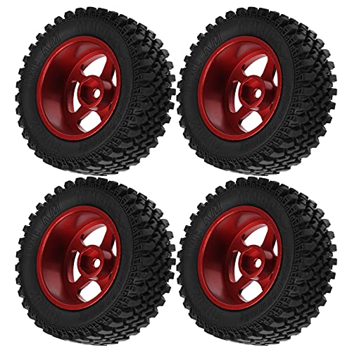 4pcs RC -Gummireifen, Leichte Aluminium -Leichtmetallräder Austausch für MN86 1/12 RC -Auto mit Reifen (Rot) von Generic
