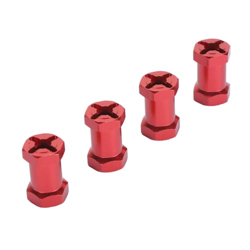 4pcs RC Hex Hub, 12 Mm Aluminiumlegierräder HEXS -Hub -Verlängerungsantriebsantrieb mit Muttern für 1/10 RC -Auto 20mm Länge (Rot) von Generic