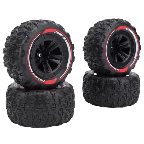 4pcs RC -Reifen, 12 Mm Hex RC Rad Tire Set 3.26x1.67 Zoll Schlammgeländezubehör für 1/14 1/16 Auto Crawler Truck (Black) von Generic