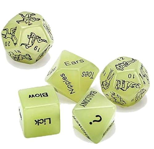 5 Fluoreszierende grüne Multi Shaped Würfel Spiele mit 12 klaren Aktionsmotivationen, Sportzubehör und sehr interessanten Würfel von Generic