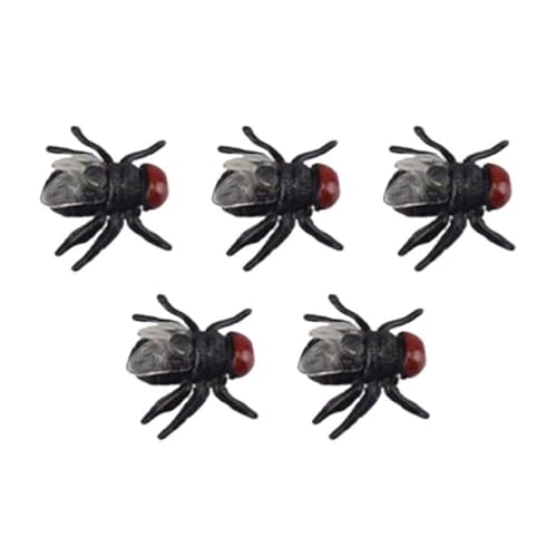 5 STÜCKE Kunststoff Mini Kunststoff Fliegen Witz Spielzeug Realistische Kleine Spielzeuge Für Witze Austricksen Menschen Halloween Party Supplies Streich Requisiten Zpt456 (Black, 1X0.7X0.5cm) von Generic