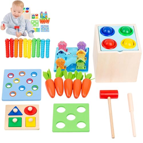 5-in-1 Holzspielzeug: Spielzeug zum Sortieren und Kombinieren von Holzformen, Spielzeug für Babys ab 1 Jahr, inkl. Aufbewahrungsbox, 1 Münzbox, 1 x Münzschachtel von Generic
