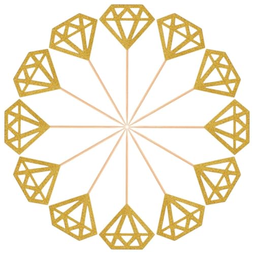 50 Pack Gold Glitter Diamond Ring Donut Toppers Cupcake Picks für Brautdusche Engagement Party Dekorationen von Generic