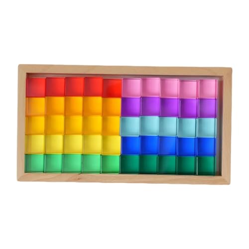 50 Stück Regenbogen-Acrylwürfel, Bausteine, Holzwürfel für Jungen und Mädchen, farblich passendes Stapeln, durchscheinend, Feinmotorik 50 Stück Regenbogen-Acrylwürfel, Bausteine, Holzwürfel für Jungen und Mädchen, farblich passendes Stapeln, durchscheinend, Feinmotorik von Generic