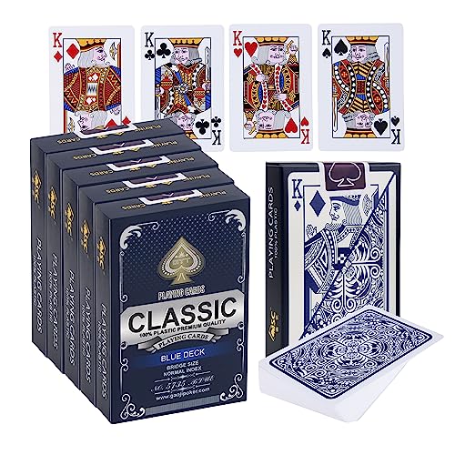 5X Plastik Spielkarten | Wasserfestes Kartenspiel | Professionelle Qualität | 100% wasserdichter Kunststoff | Luxus Design Mit klassischer Karte | Flexibel Und Robust | Skat & Poker | Multi Pack Blau von Generic