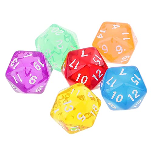 6 Stück 20-seitige Würfel, transparente Farbe, perfekt für Tischspiele, MTG RPG – Acryl-Material – 1,6 cm Seitenlänge 6 Stück 20-seitige Würfel, transparente Farbe, perfekt für Tischspiele, MTG RPG – Acryl-Material – 1,6 cm Seitenlänge von Generic