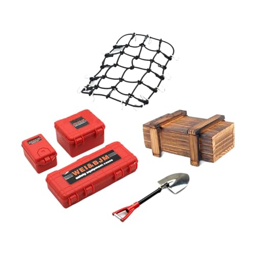 6 Stück RC Auto Dachdekoration Holzkiste Zubehör Ersatzteile Elastisches Gepäcknetz mit Haken für SCX10 90046 90047 Auto, Rot 6 Stück RC Auto Dachdekoration Holzkiste Zubehör Ersatzteile Elastisches Gepäcknetz mit Haken für SCX10 90046 90047 Auto, Rot von Generic
