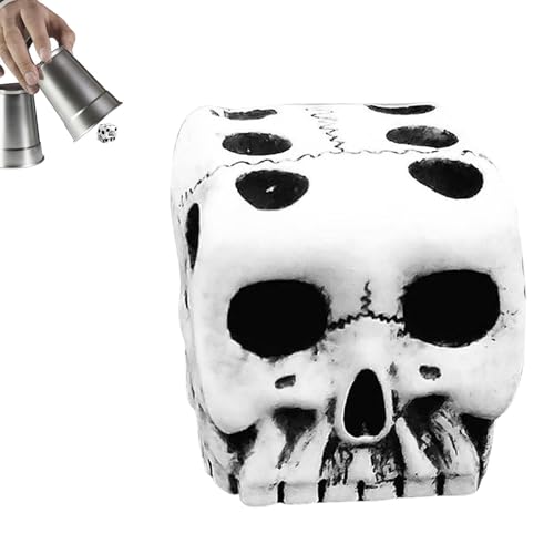6 -gedrückte Schädelmuttern - Würfel beängstigendes schwarzes Skelett, Set von 6 Harz | Dekorative 3D -Skelett -Nüsse, Vintage Geschnitzte Würfel für Brettspiel, Halloween -Party, Club und Kneipe von Generic