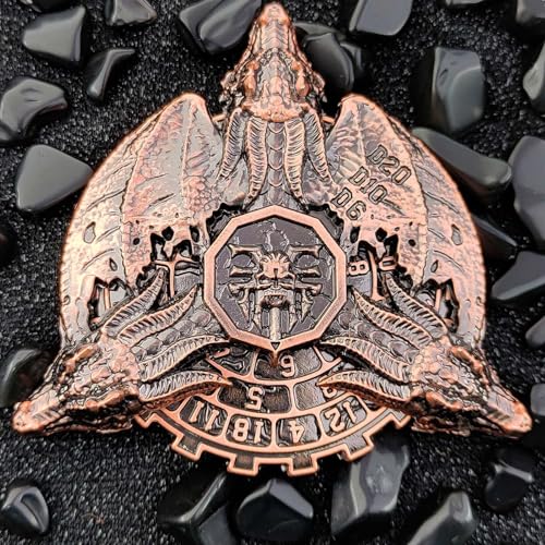 7-In-1 DND Radwürfel - DND Würfel-Set - Drachen Metall D&D Würfel mit Geschenkbox, D6 D10 D20 Roulette Würfel Spinner für Dungeons and Dragons und RPG Rollenspiel Tischspiele(Copper Red) von Generic